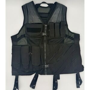 Condor Tactical Cross Draw Vest XL-XXL Black MOLLE Mesh Airsoft Hunting Used